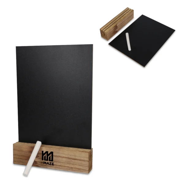 Krijtbord in houten standaard