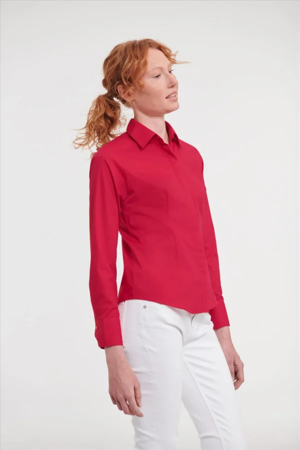 Russell Ladies LSL Fitted Polycot. Poplin Shirt