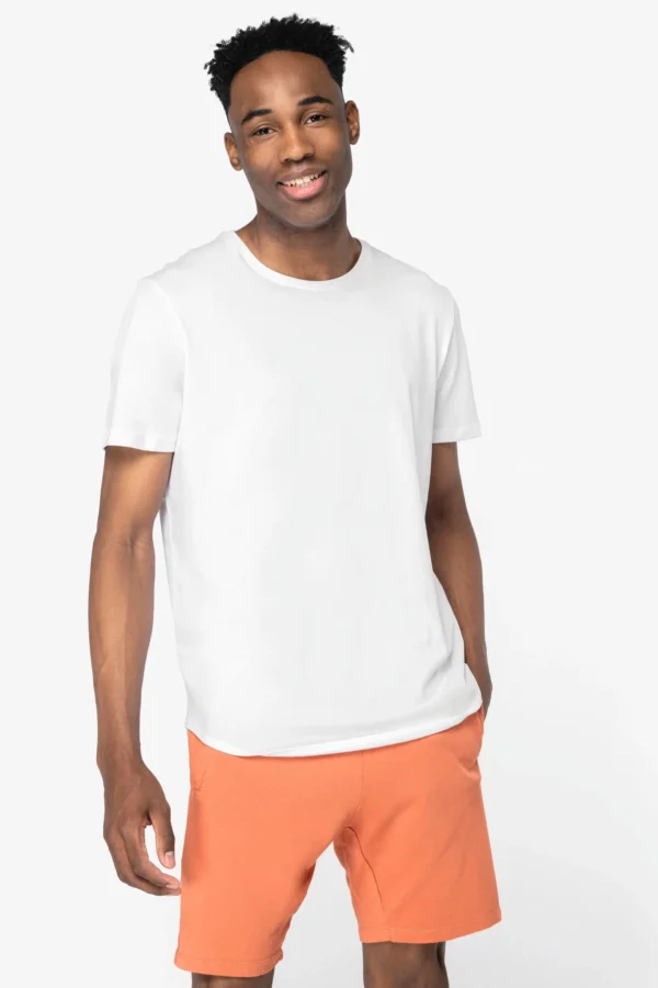 Ecologisch T-shirt afgerond boord ronde hals korte mouwen Heren