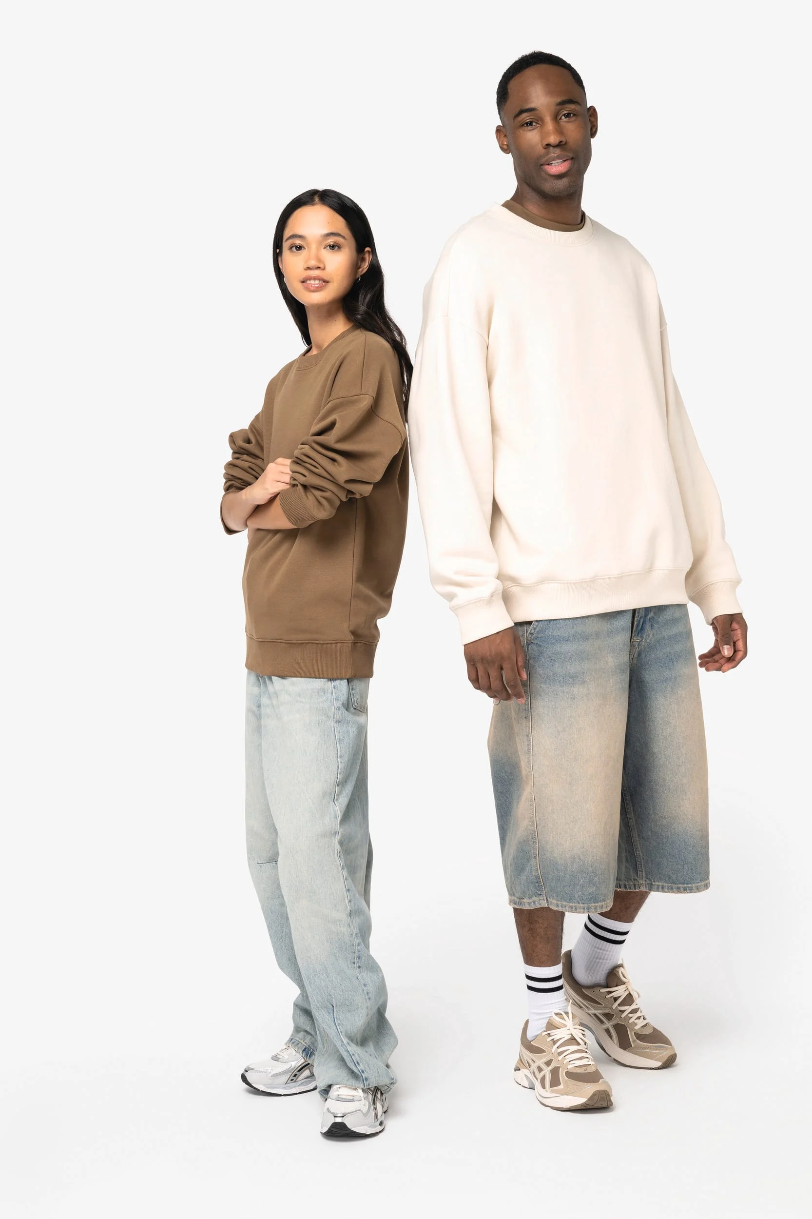 Ecologische oversized uniseks sweater met ronde hals - Afbeelding 2