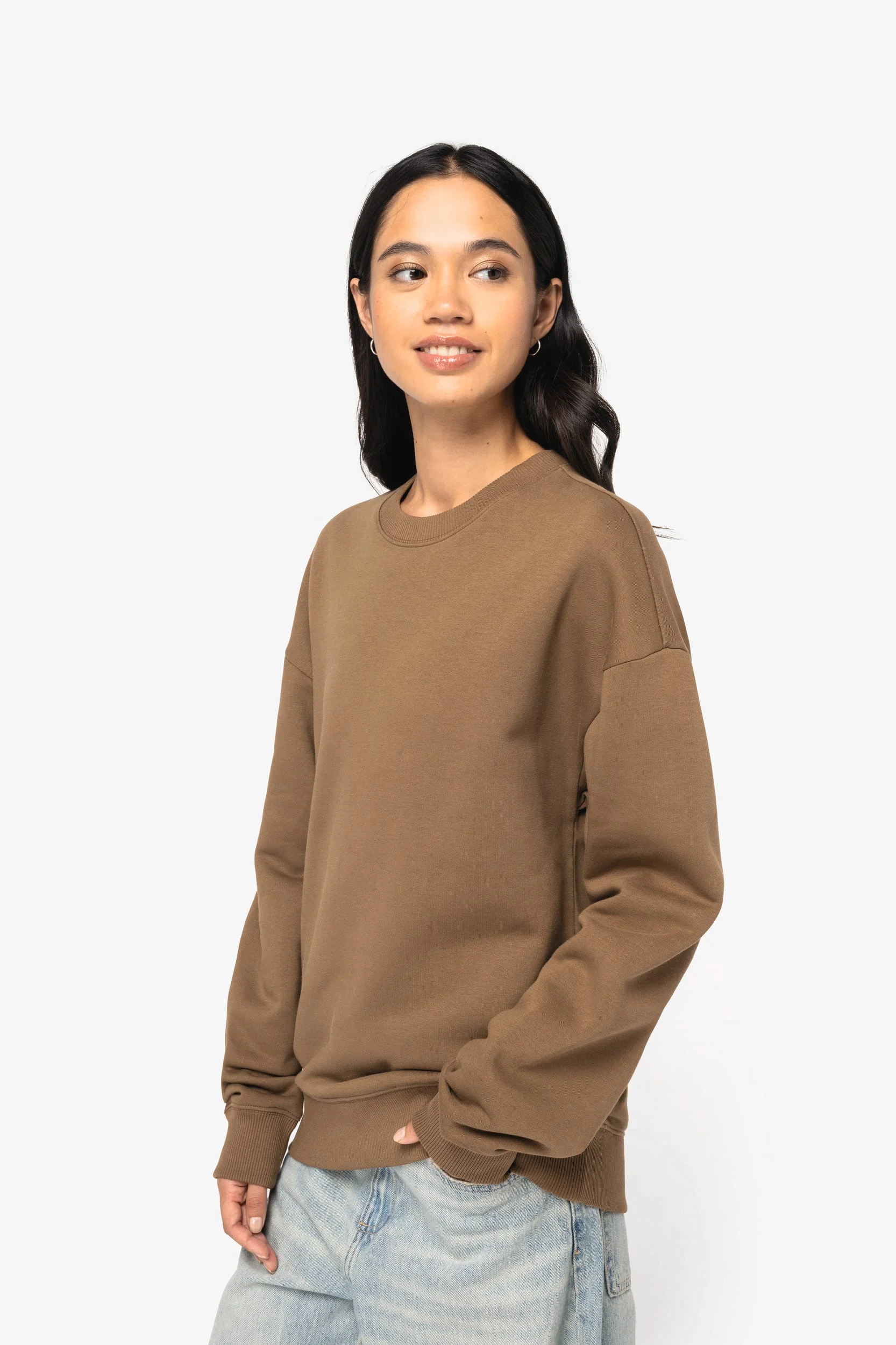 Ecologische oversized uniseks sweater met ronde hals - Afbeelding 4