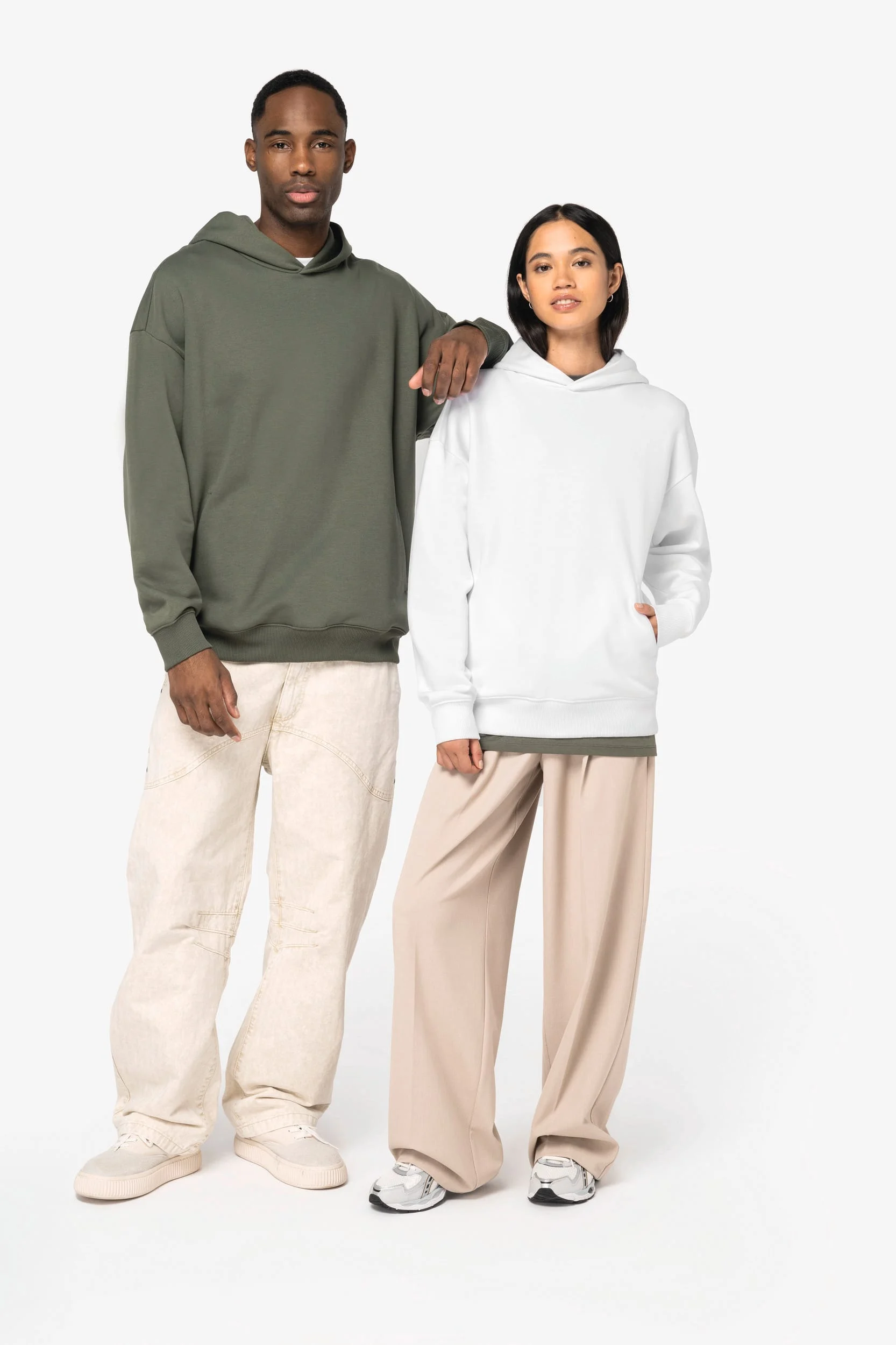 Ecologische uniseks oversized sweater met capuchon - Afbeelding 2