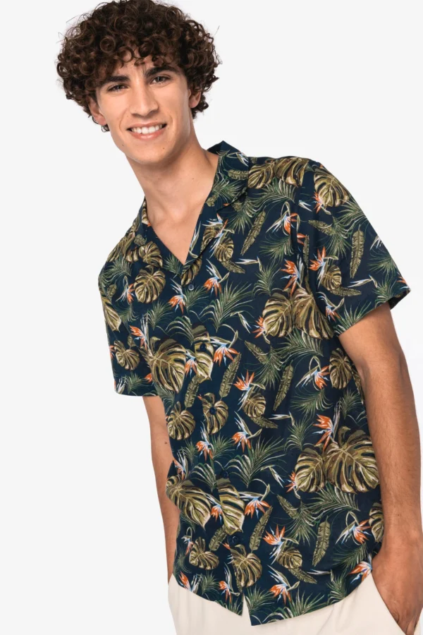 Ecologisch herenoverhemd met Hawaïaanse print