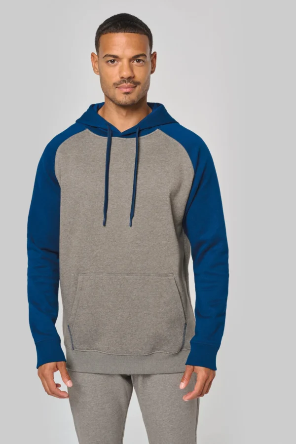 Tweekleurige sweater met capuchon volwassene