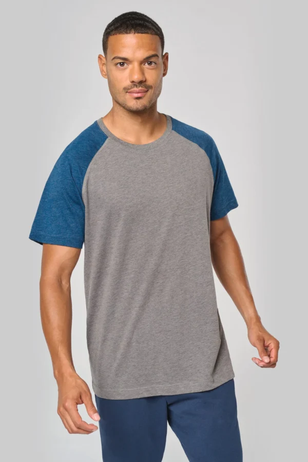 Tweekleurig Triblend sport-t-shirt met korte mouwen volwassene