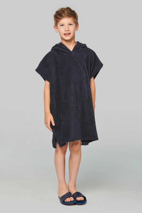 Kinderponcho met capuchon van badstof