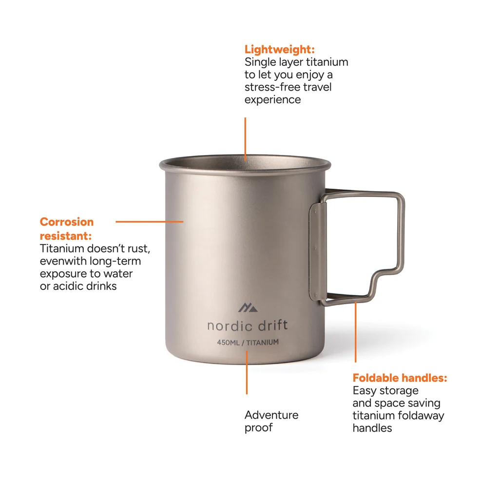 Nordic Drift Trail Ultra Light Titanium 450ml beker - Afbeelding 3
