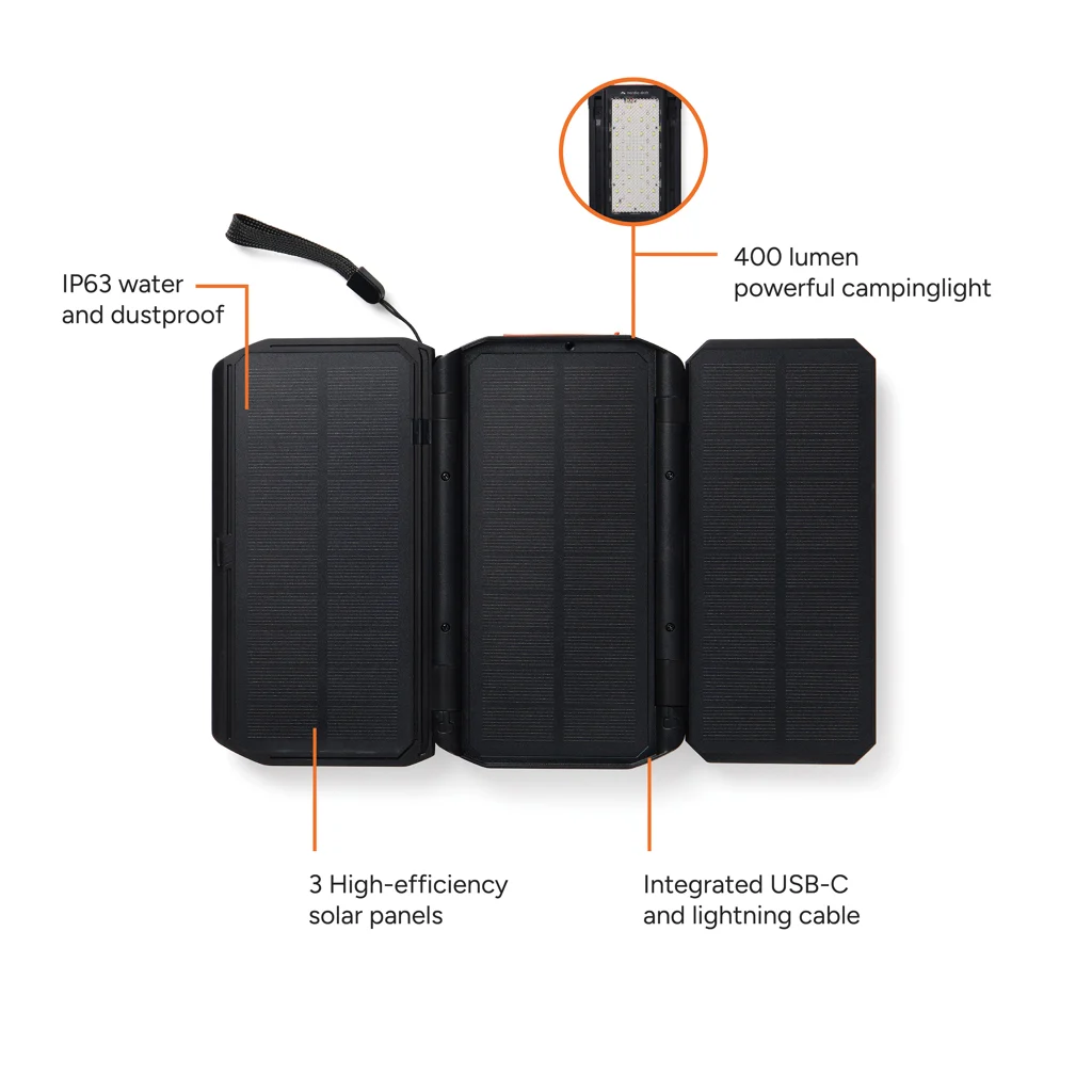 Nordic Drift Titan 10.000mAh solar powerbank met 3 panelen - Afbeelding 3