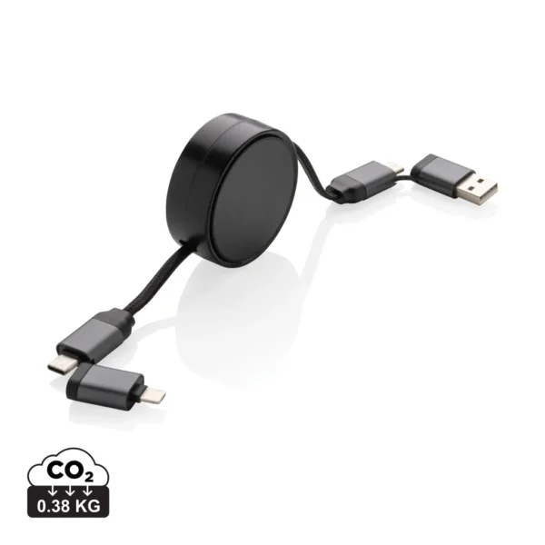 Terra RCS gerecycled aluminium uittrekbare 45W 6-in-1-kabel