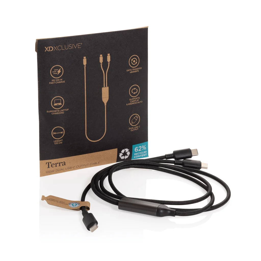 Terra 100W RCS Dual USB-C oplaadkabel - Afbeelding 3