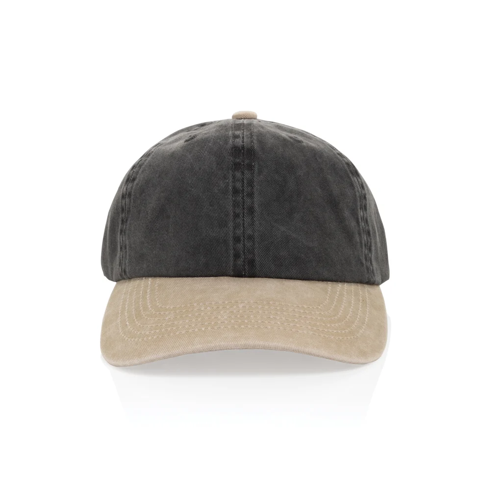 BEAU AWARE™ Washed 6 panel 270gsm cotton twill two tone cap - Afbeelding 7