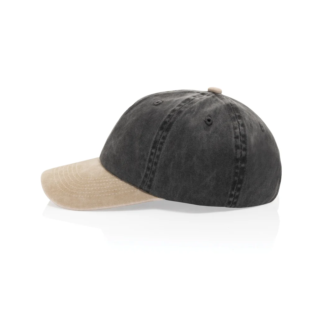 BEAU AWARE™ Washed 6 panel 270gsm cotton twill two tone cap - Afbeelding 8