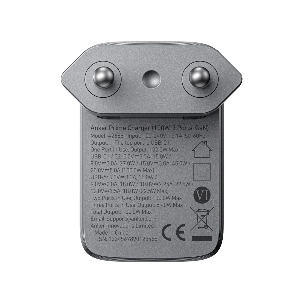 Anker Prime-oplader (100 W, 3 poorten, GaN), grijs - Afbeelding 4