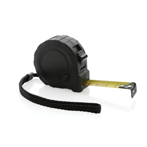 RCS gerecycled plastic 3M/16 mm rolmaat met stopknop zwart