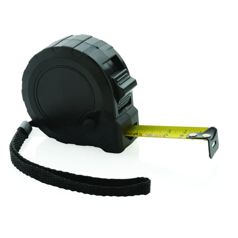 RCS gerecycled plastic 5M/19 mm rolmaat met stop knop zwart