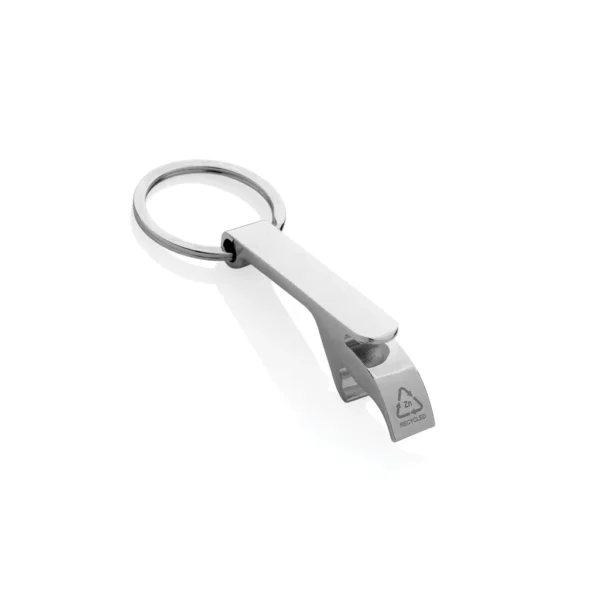RCS flesopener sleutelhanger van gerecycleerde zinklegering zilver