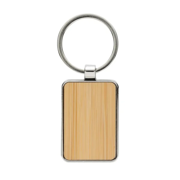 RCS gerecycled zinc alloy rechthoekige sleutelhanger zilver, bruin