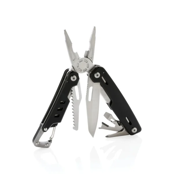 Solid multitool met karabijnhaak zwart