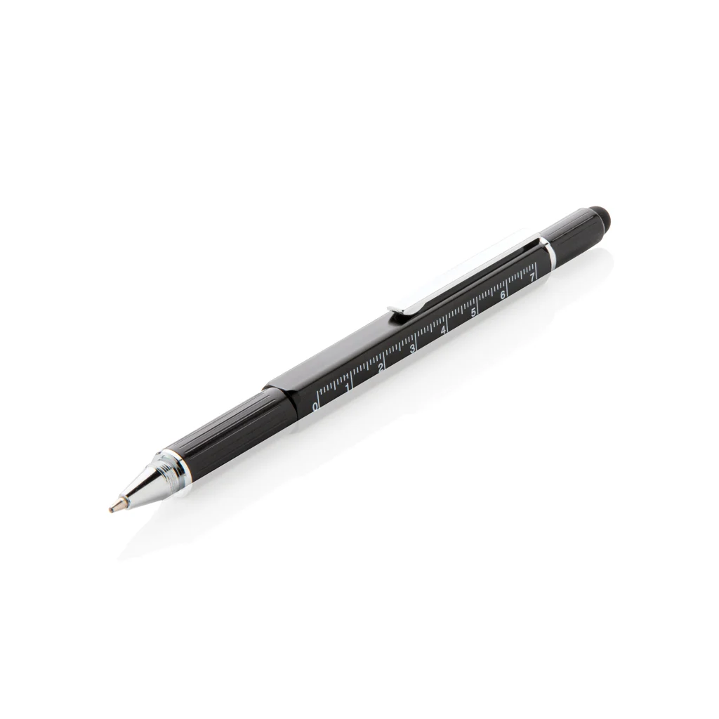 5-in-1 aluminium toolpen zwart