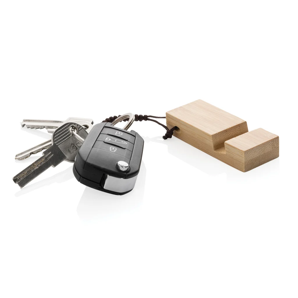 Standkey bamboe sleutelhanger telefoonstandaard bruin