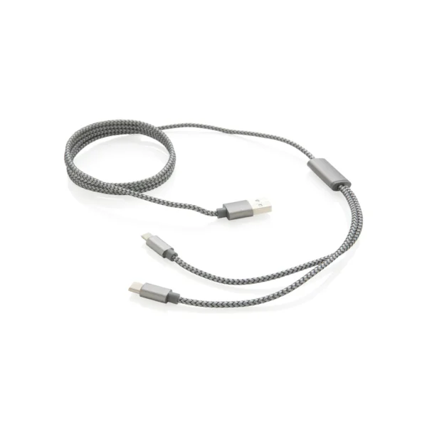 3-in-1 gevlochten nylon kabel grijs