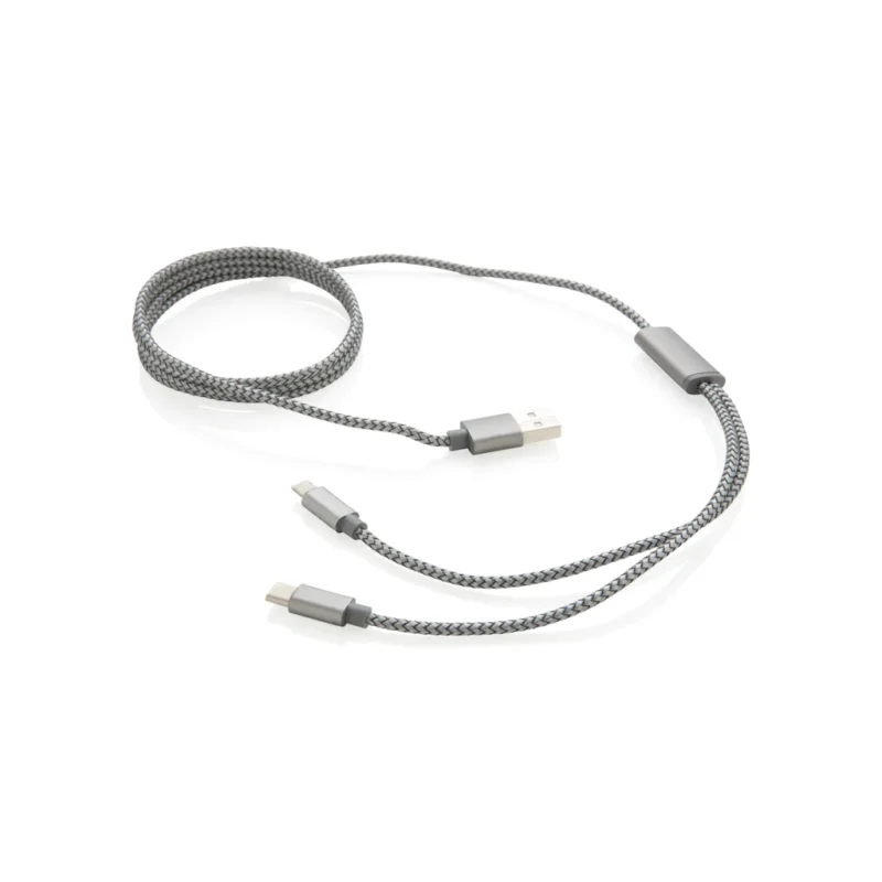 3-in-1 gevlochten nylon kabel grijs