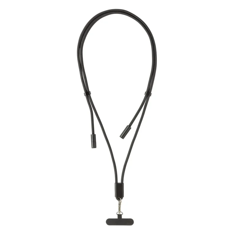 LoopAmp RCS rPET verstelbaar telefoonkoord met 60W kabel zwart
