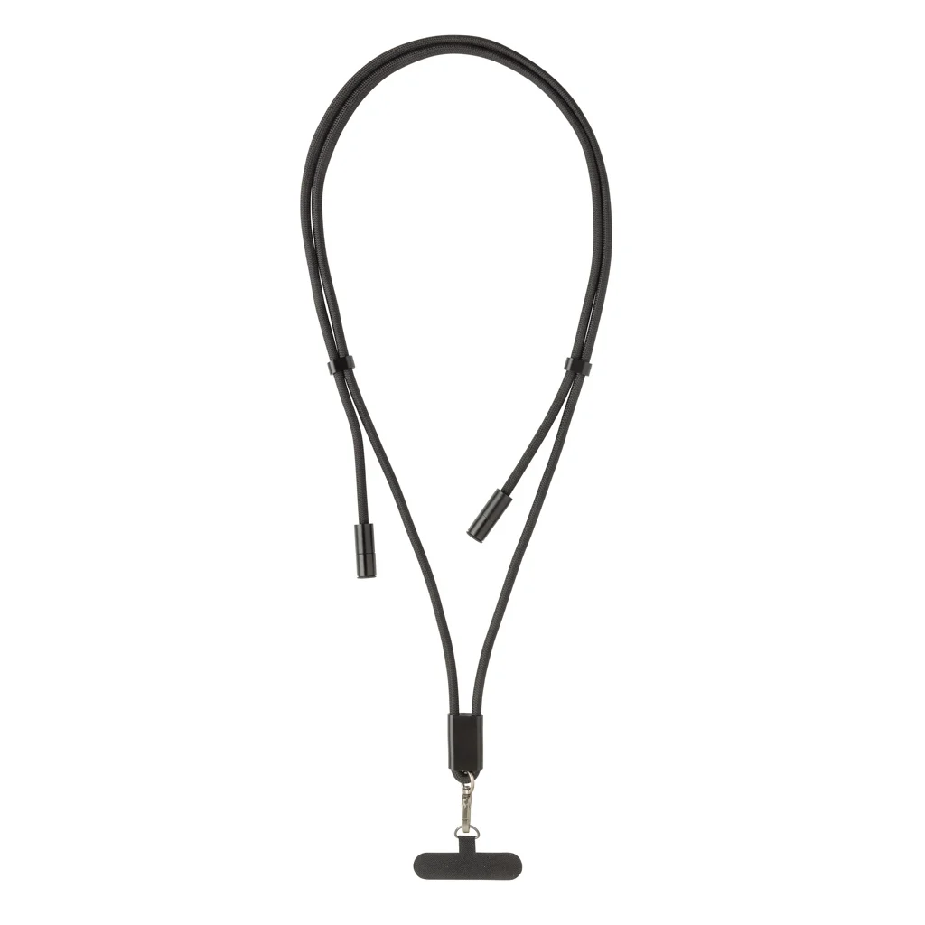 LoopAmp RCS rPET verstelbaar telefoonkoord met 60W kabel zwart