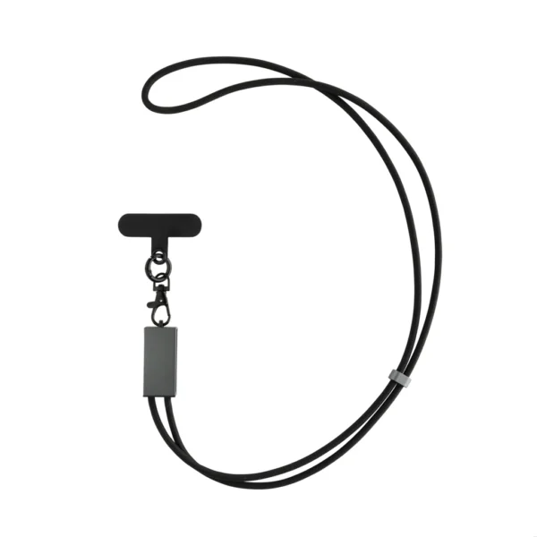Terra RCS gerecycled PET telefoon lanyard 60W oplaadkabel grijs, zwart