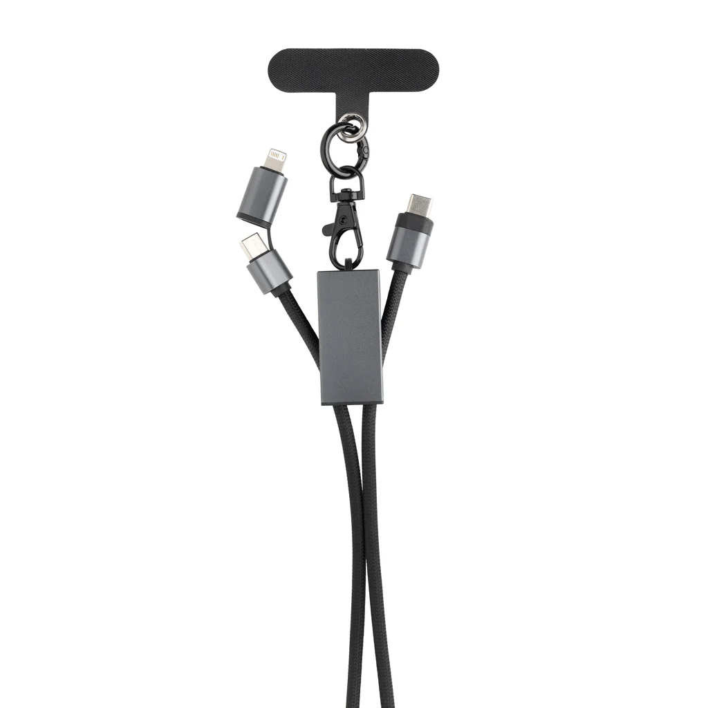 Terra RCS gerecycled PET telefoon lanyard 60W oplaadkabel