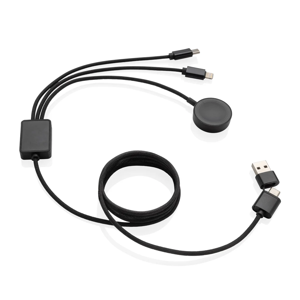Terra RCS rPET 6-in-1 60W oplaadkabel met iWatch lader grijs