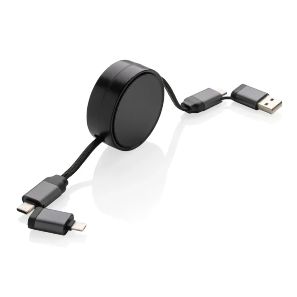 Terra RCS gerecycled aluminium uittrekbare 60W 6-in-1-kabel grijs