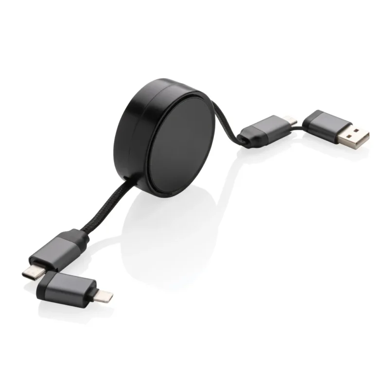 Terra RCS gerecycled aluminium uittrekbare 60W 6-in-1-kabel grijs