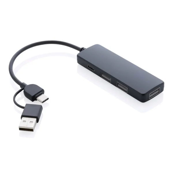 RCS gerecyclede plastic USB-hub met dual input zwart