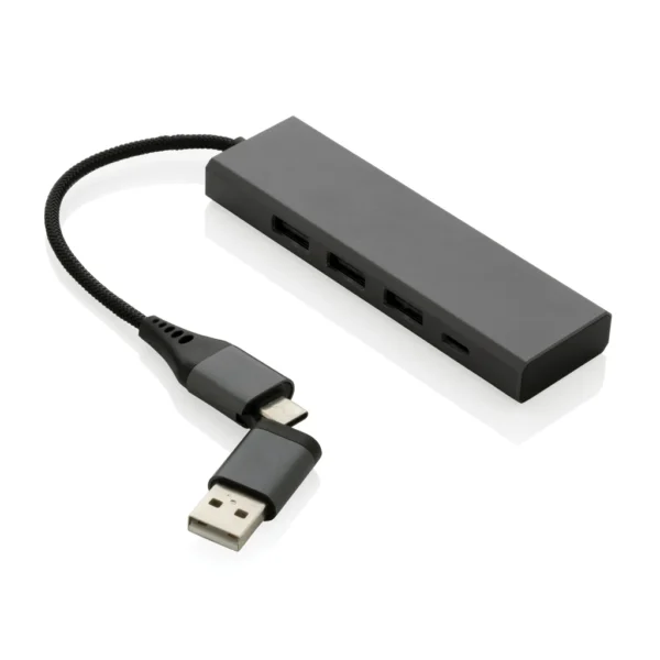Terra RCS gerecycled aluminium hub met 3 USB-poorten grijs