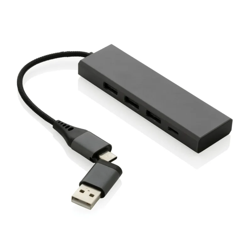 Terra RCS gerecycled aluminium hub met 3 USB-poorten grijs