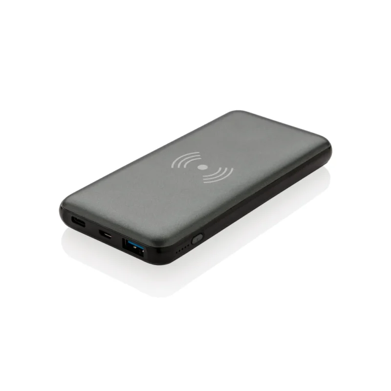 10.000 mAh powerbank met 10W draadloos snelladen met PD grijs