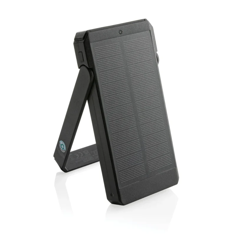Skywave RCS gerecyclede kunststof zonne-powerbank 10000 mAh zwart