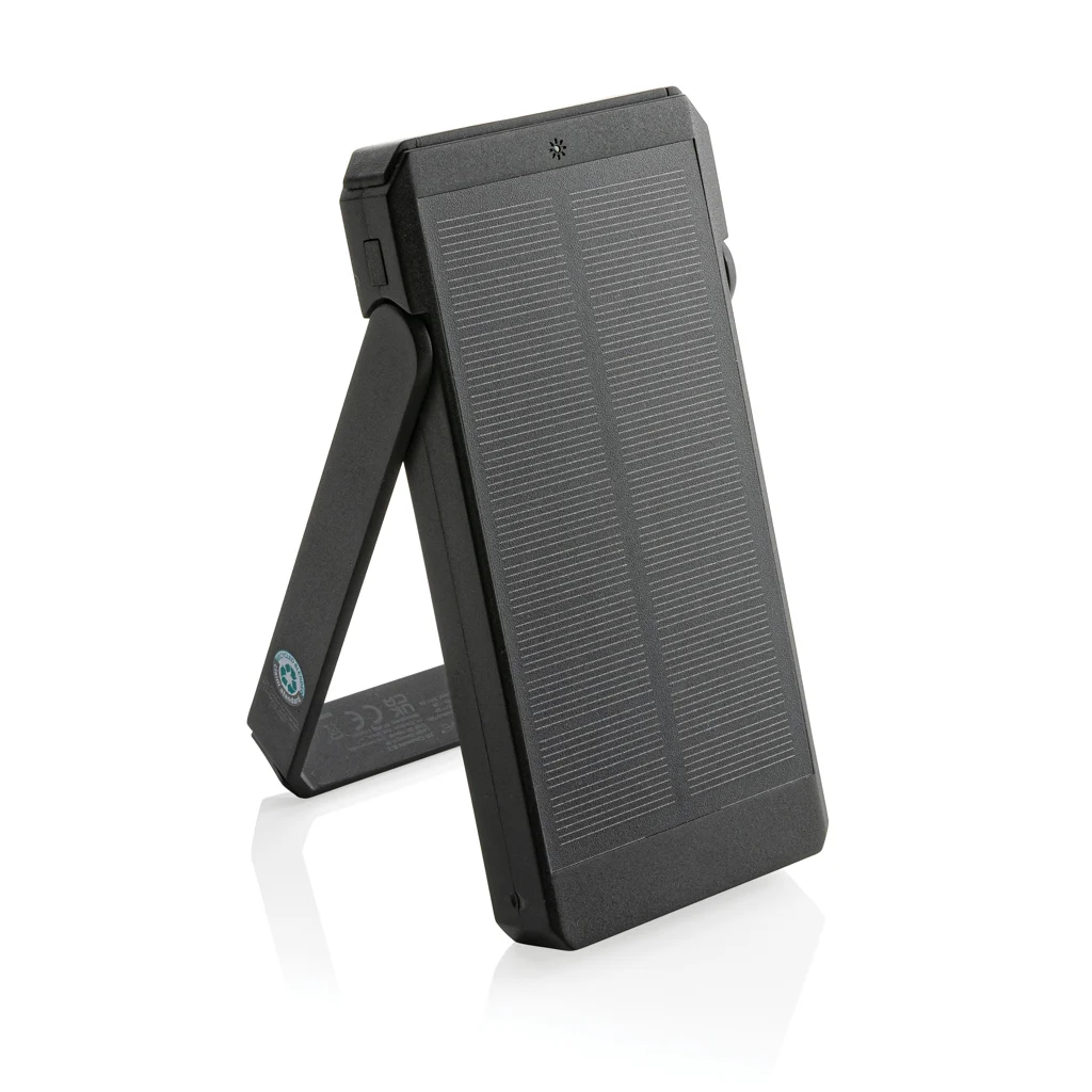 Skywave RCS gerecyclede kunststof zonne-powerbank 10000 mAh zwart