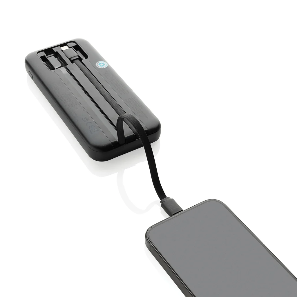 Turbopack RCS rplastic powerbank 10.000 ingebouwde kabels