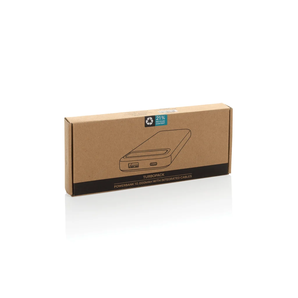 Turbopack RCS rplastic powerbank 10.000 ingebouwde kabels