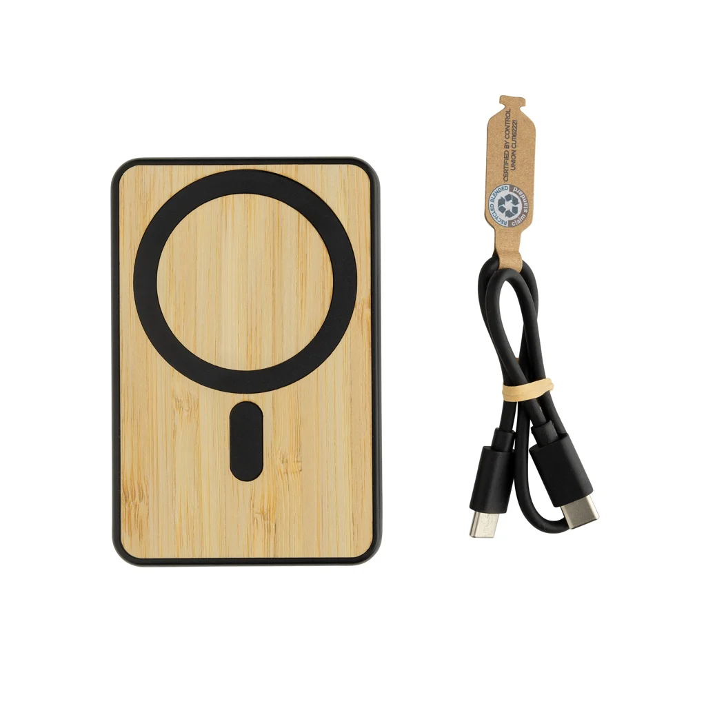 Zen RCS rplastic 5000 mah 5W magnetische bamboe powerbank zwart