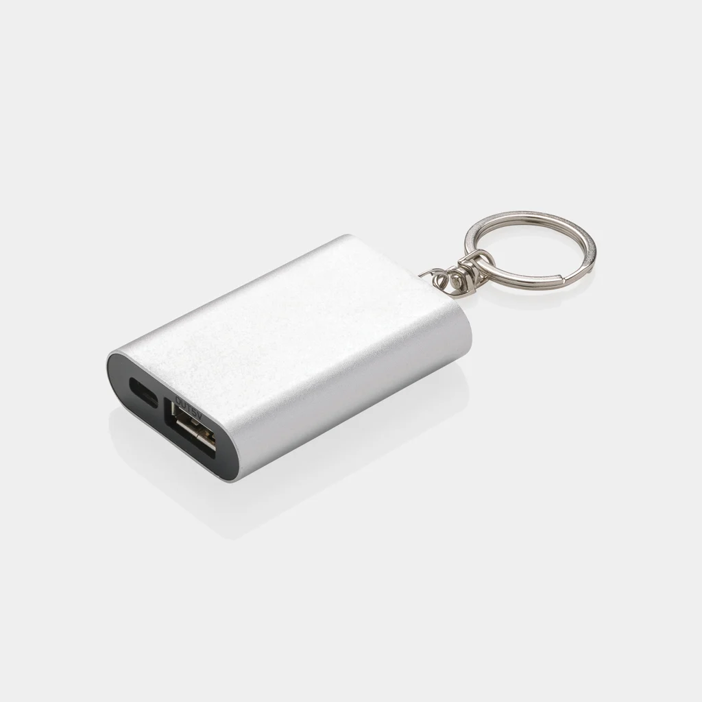 1.000 mAh sleutelhanger powerbank zilver