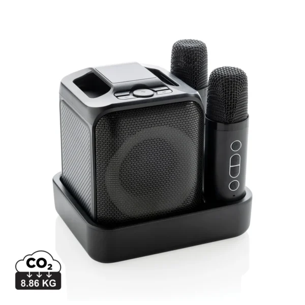 Singvibe RCS gerecycled plastic karaokeset met 2 microfoons zwart