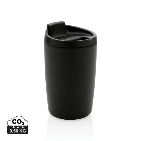 GRS gerecycled PP beker met klapdeksel zwart