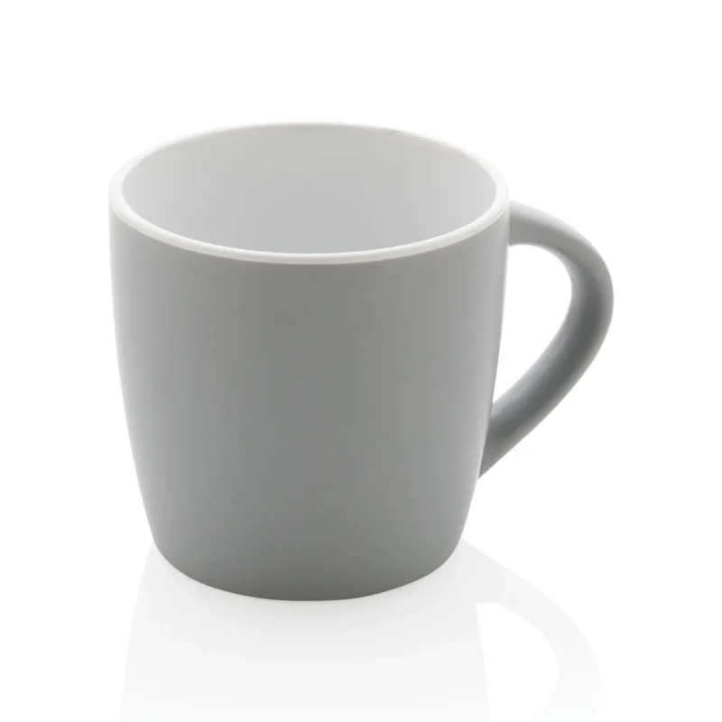 Keramische mok met gekleurde binnenkant 300 ml grijs, wit