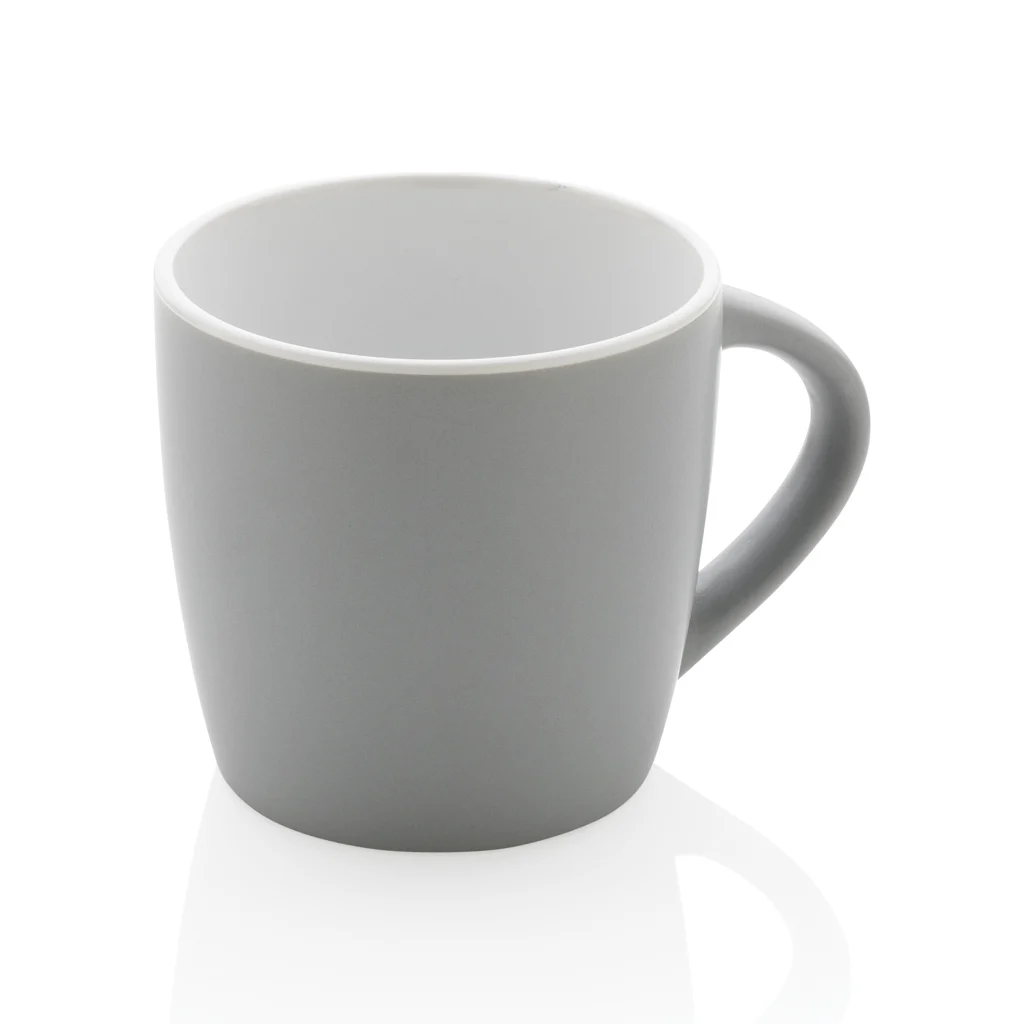 Keramische mok met gekleurde binnenkant 300 ml grijs, wit