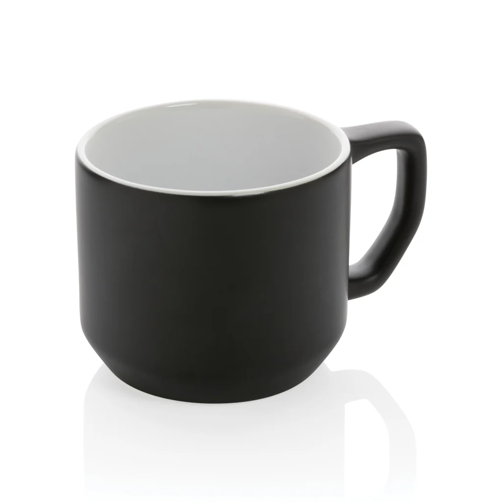 Keramische moderne mok 350 ml zwart, wit
