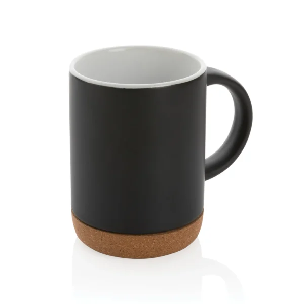 Keramische mok met kurken bodem 280 ml zwart