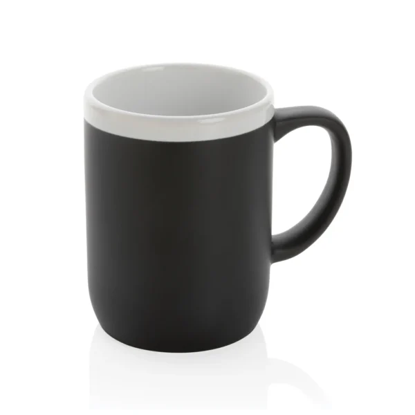 Keramische mok met witte rand 300 ml. zwart, wit